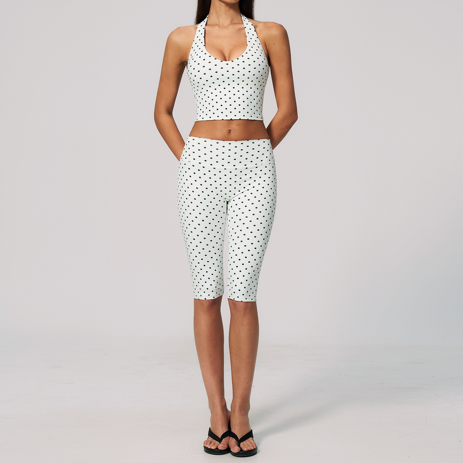 Yoga Fitness Fit Club - Stijlvolle dames polka dot halter crop