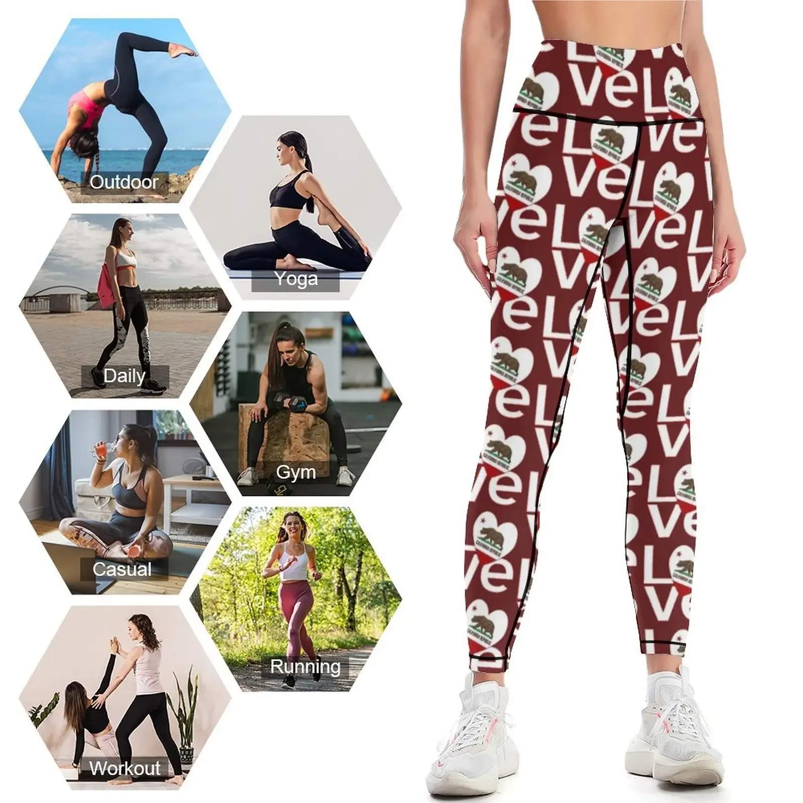 Rood-witte California LOVE Leg - Yoga Fitness California recensie en prijs
